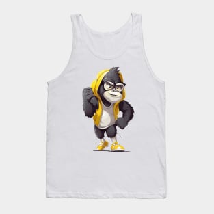 Cartoon monkey in a sweatshirt, ready for action ! Tank Top